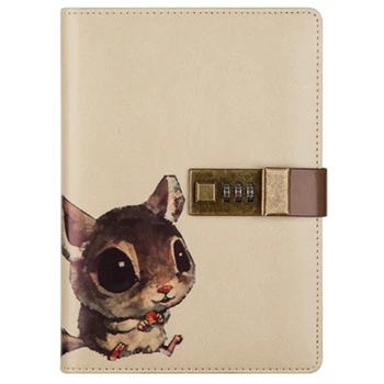 

NEW-B6 Cute Notepad Notebook Secret Diary Memos Planner Agenda Notebook Pu Leather Sketchbook with Lock Office School Student Pa