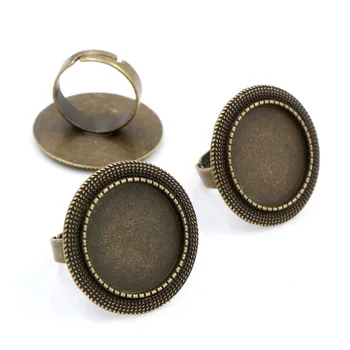 

20mm 5pcs Antique Bronze Plated Brass Adjustable Ring Settings Blank/Base,Fit 20mm Glass Cabochons,Buttons;Ring Bezels -K4-03