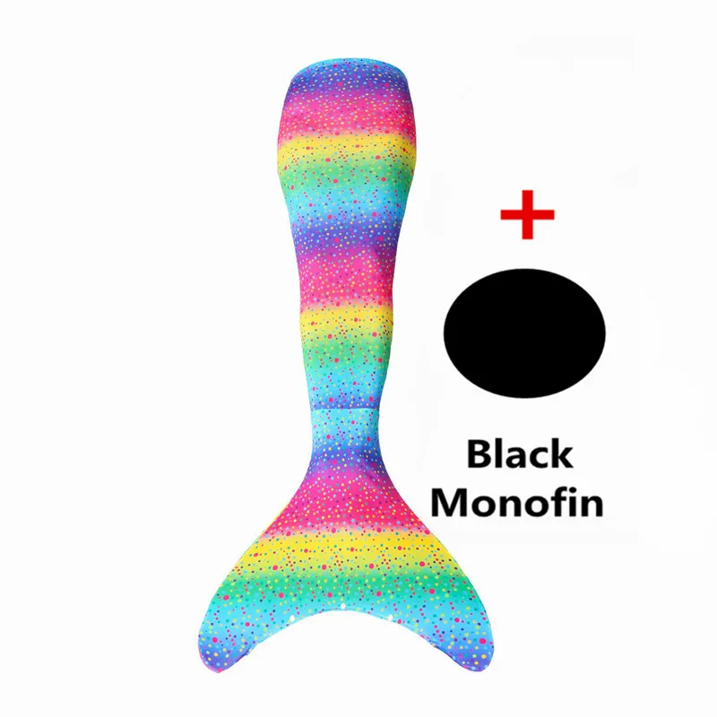 Tail and Monofin Новинка! хвосты маленькой русалки с черным монофином для детей, взрослых, летнее платье, купальный костюм, костюм русалки - Цвет: Tail and Monofin