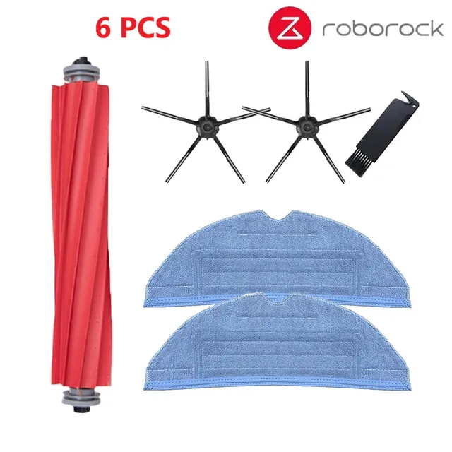 Roborock S7 S70 S7Max T7S T7S Plus Main Brush Hepa Filter Mop Pad Spare Parts Vacuum Cleaner Accessories Black 6pcs