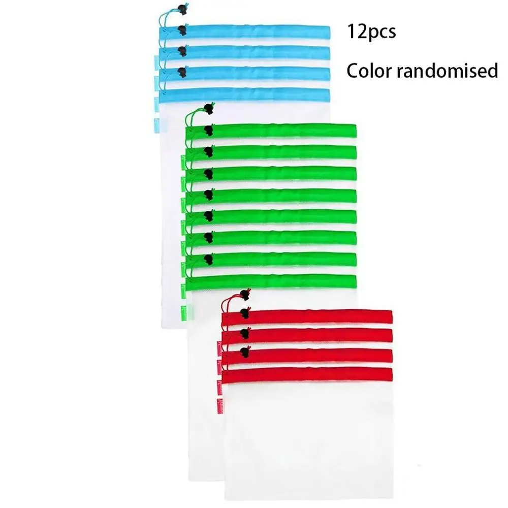 

15Pcs/12Pcs Reusable Mesh Produce Bags Cotton Net Bag Washable Eco-Friendly Vegetable Toy Mesh Bag Grocery Storage