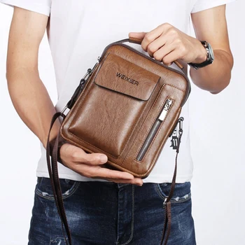 

Weixier Vintage Messenger Bag Shoulder Bags Pu Leather Crossbody Bags Retro Zipper Handbags