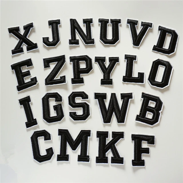 White 5cm / 7.5cm Quality 3D Chenille Letter Patch Large Size Iron on Towel Patches  Sew on Alphabet Embroidery Clothes 