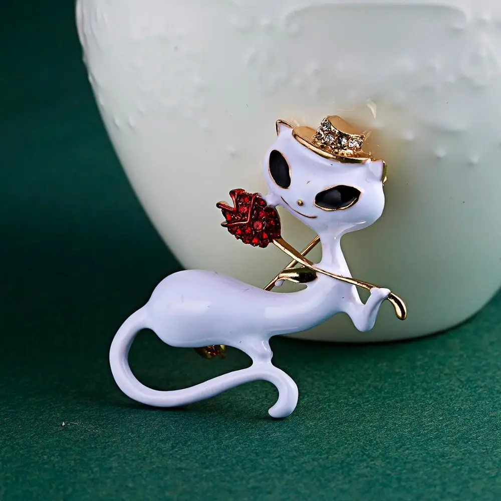 Ринху Горячая мультфильм милый, с кошками, животными эмалированная брошь значки Декоративные ювелирные броши для женщин подарок креативные белые черные булавки