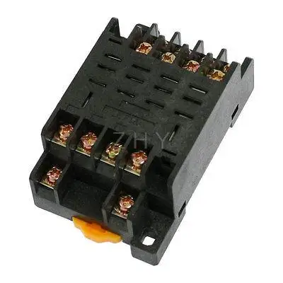

DIN Rail Mounting 14 Terminal Relay Socket Base Black