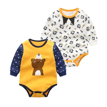 

Spring New Long Sleeve Cute Cartoon Bodysuits For Infant Baby Boy Girl Cotton Jumpsuits Toddler Baby Clothing