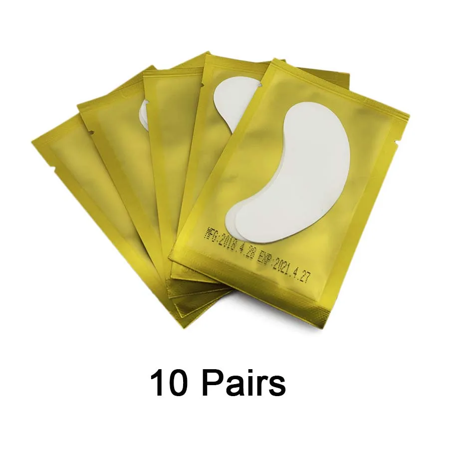 10 Pairs Gold Подушечки для глаз, 50 пар, для наращивания ресниц, одноразовые, подходят для формы глаз, бумажные патчи, увлажняющие прививочные наклейки для глаз, инструменты для макияжа - Цвет: 10 Pairs Gold