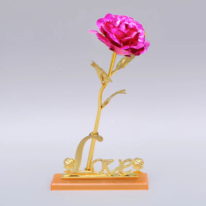 Meldel 24K позолоченный цветок розы искусственный цветок 24K фольга Роза галактика коробка День рождения День Святого Валентина Рождество креативный подарок - Цвет: rose red rose-base