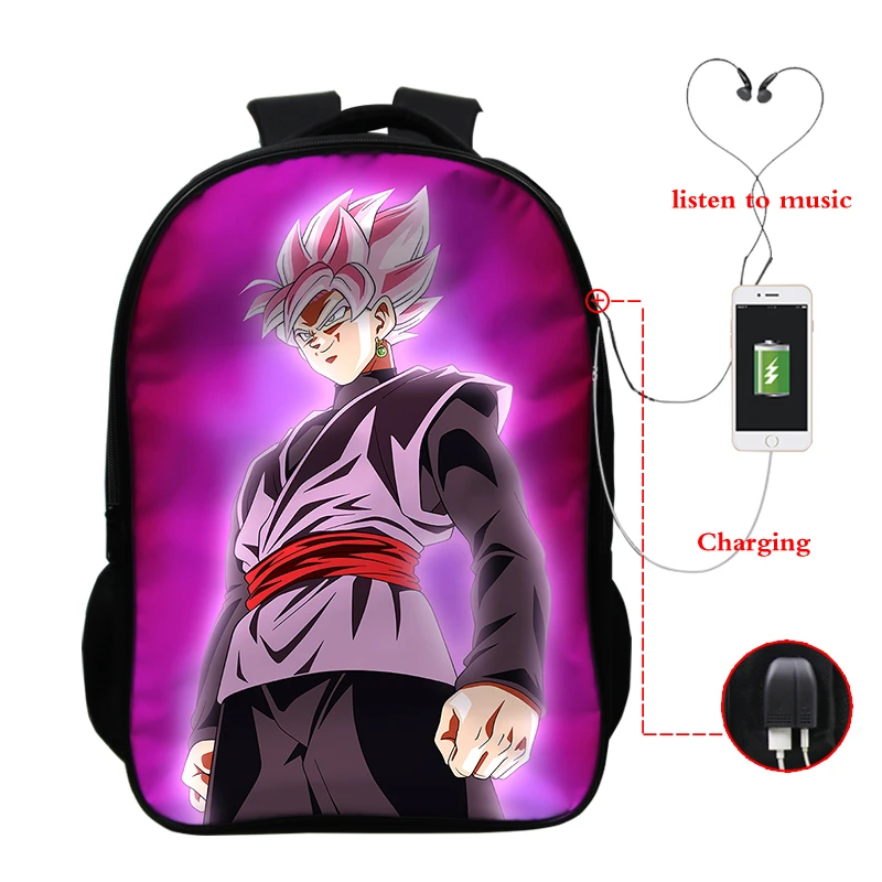 A17 Рюкзак Mochila Dragon Ball USB Super Goku для наушников, рюкзак, школьные сумки для девочек-подростков, рюкзак для путешествий - Цвет: A17