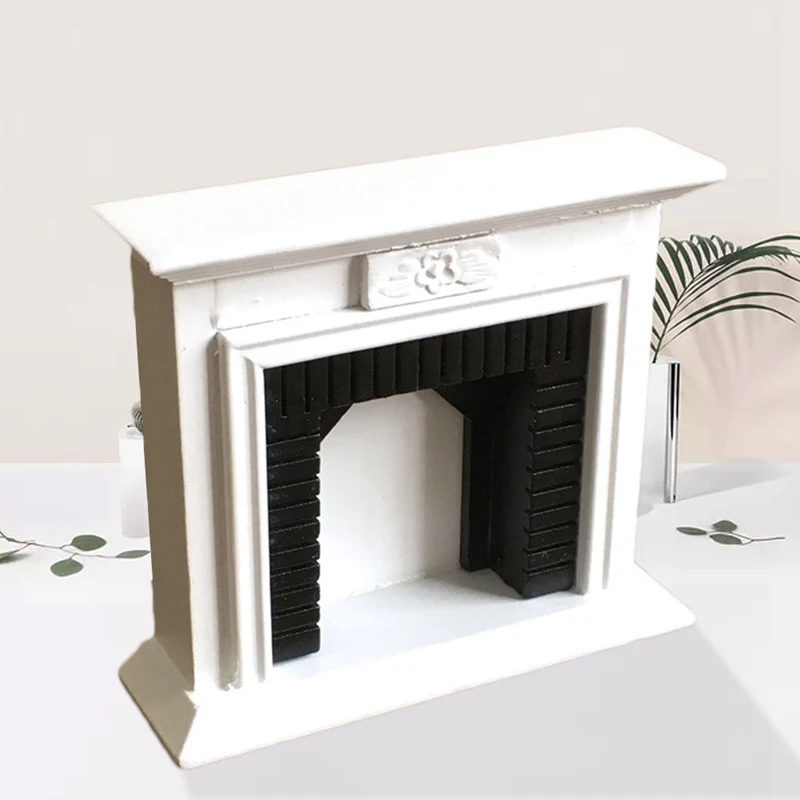 

1/12 Mini White Fireplace Furniture Toys Dollhouse Accessories Miniature Fireplace Ornament For Doll House Toys Chirldren Gift