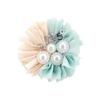 [Фигура Oumuli] персонализированные и креативные-Женская мода простой шифон цветок брошь корсаж жемчуг ткань брошь