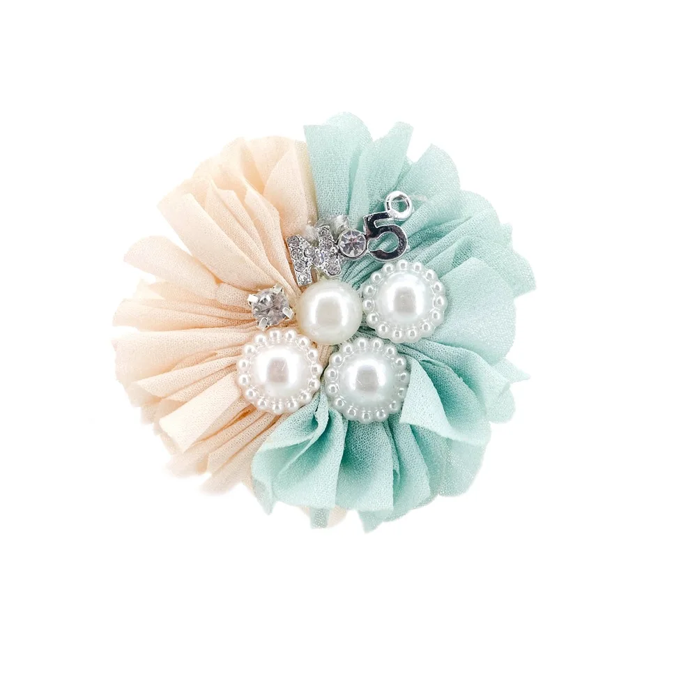 

[Oumuli Figure] Personalized & Creative-Women's Fashion Simple Chiffon Flower Brooch Corsage Pearl Fabric Brooch