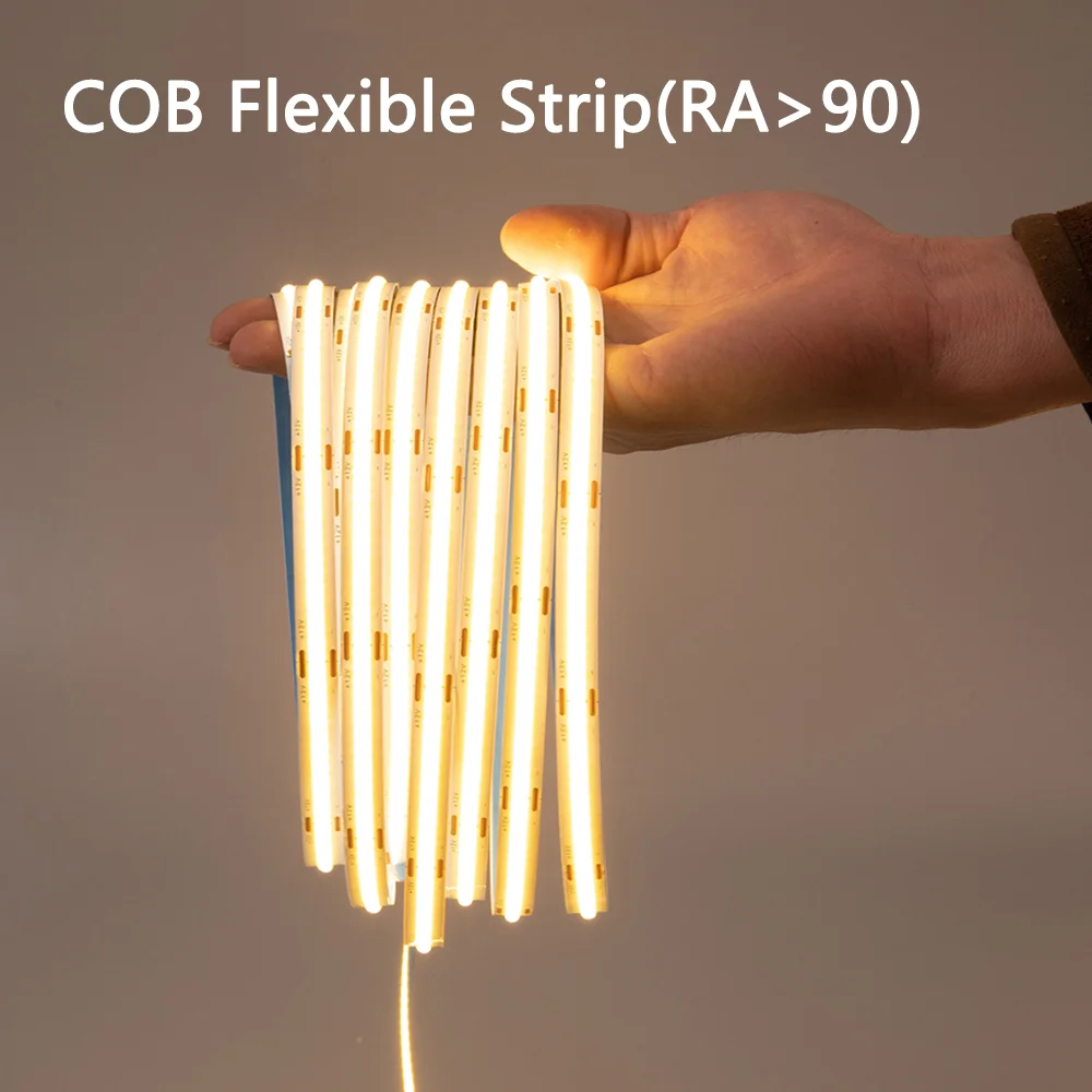 

COB LED Strip Light 480LEDs/M High-Density Flexible LED Lights for Decoration Lighting DC 12V 24V Soft COB Strip Linear Dimmable