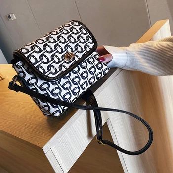 

Women Pu Leather Shoulder Bags Girls Brief Flap Ladies Casual Crossbody Messenger Purse Print Top Handle Bags New Arrive 2020