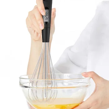 

2 in 1 Multi-functional LCD Display Food Thermometer Egg Beaters Durable Practical Classic Drink Whisk Mixer Milk Frother