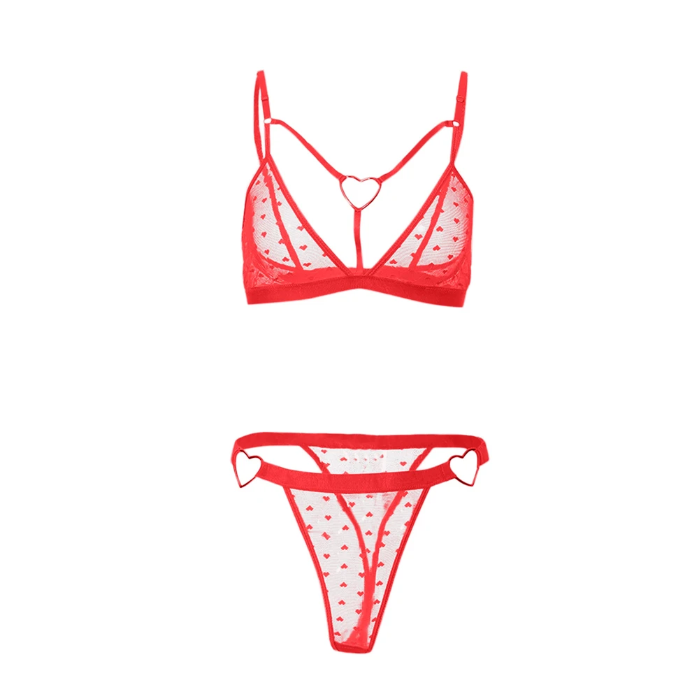 womens lingerie sets Lenceria Sensual Mujer Erotic Lingerie Lace Bra Panties Underwear Set For Women See Through Love Heart Hollow Out Fishnet Sets matching bra and panties