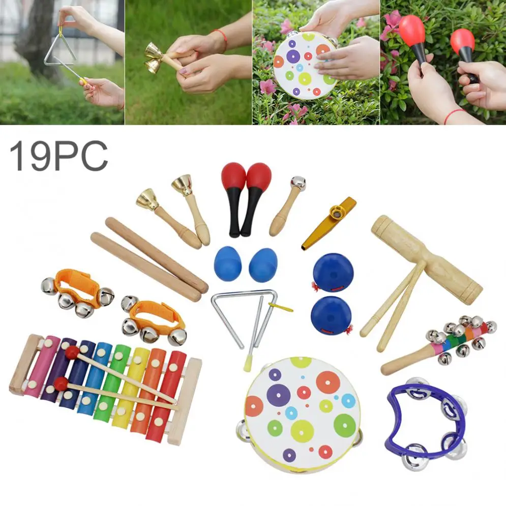 19pcs/lot Percussion Musical Instruments Set Knock Piano Hand Drum