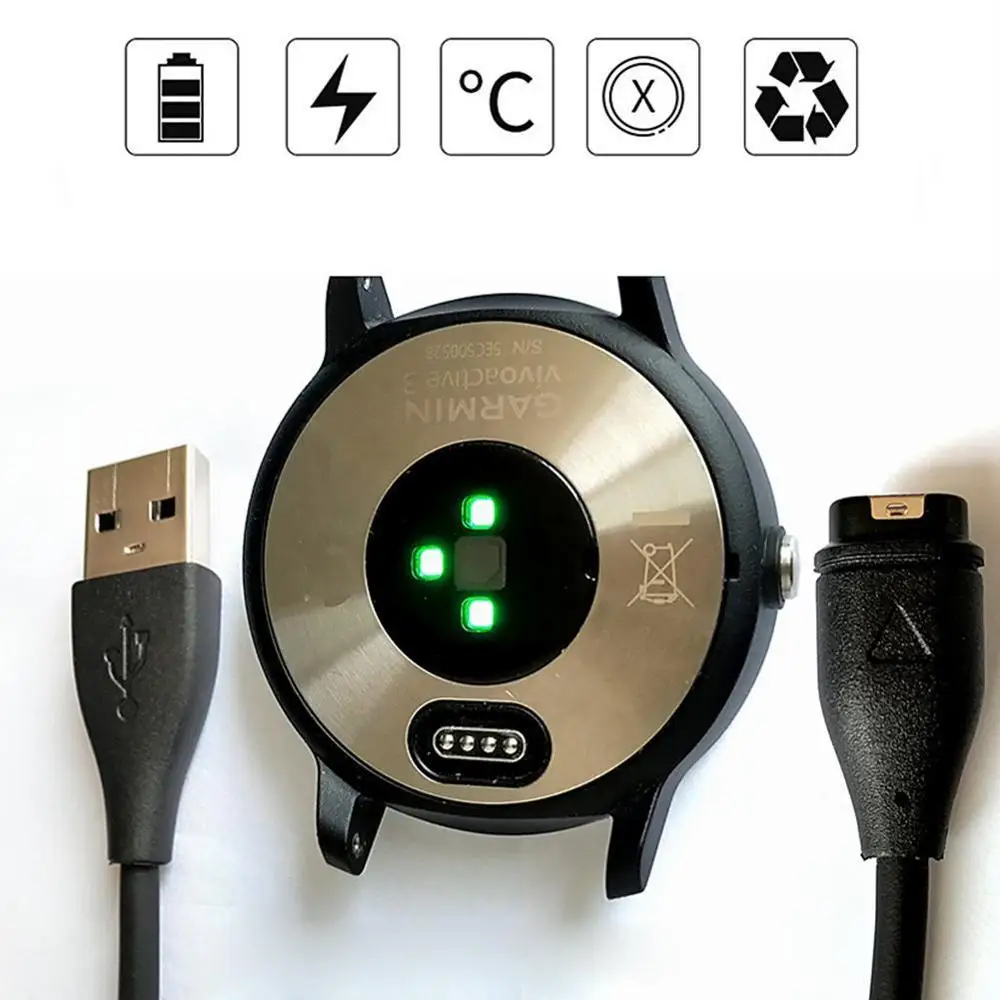1 м USB кабель передачи данных для быстрой зарядки кабель питания зарядное устройство провод для Garmin Fenix 6 6S 6X5 5S 5X Forerunner 245 Vivoactive 3 4 4S Venu