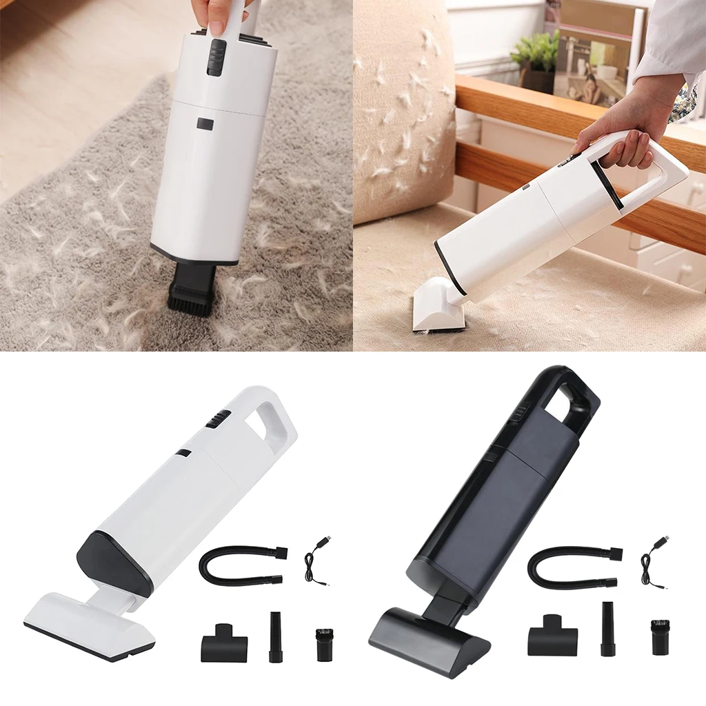 Handheld Vacuum Cleaner with Brush, Home Car Pet Hair Suction, USB Rechargeable