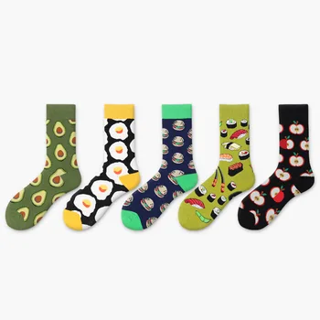 

Print Fruit Socks Avocado Apple Plant Short Funny Cotton Socks Women Men Autumn Winter Unisex Breathable Socks