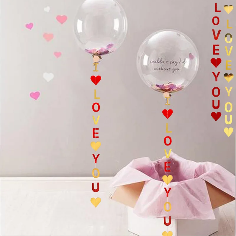 Бумажная надпись Я люблю тебя сделай сам баннер гирлянды флажки карта