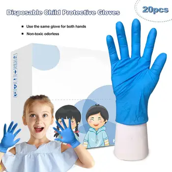 

20 Pcs Children's Blue Disposable Latex Gloves Medical Gloves Nitrile Gloves Protective Gloves Universal