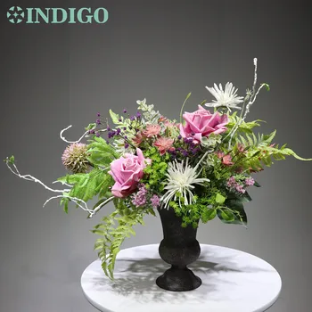 

INDIGO - 1 Set Purple Rose Daisy Artificial Flower Arrangement Bonsai Bouquet Centerpiece House Warming Gift Free Shipping