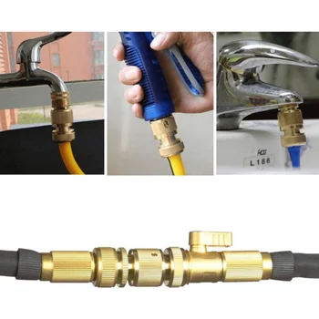 

5Set Garden Hose Quick Connectors Brass 3/4inch GHT Thread Easy Connect Fittings Hose Washers Garden Supplies