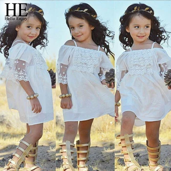 

HE Hello Enjoy Toddler Girls Dresses Summer Lace Tulle Dress Beach Princess Dresses Kids Girl Clothes Wedding Tutu White Dress