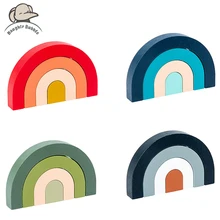 Jouets en bois empilés arc en ciel pour enfants, blocs de construction éducatifs Montessori, jeu Jenga Style Ins, jouets de chambre pour enfants, cadeaux pour bébés