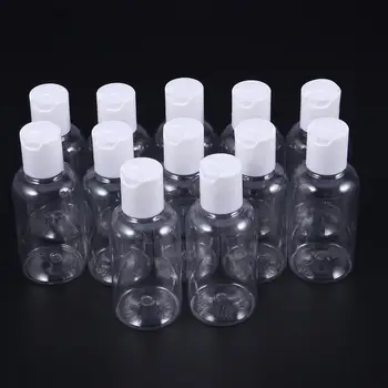 

12/15pcs 75ml Refillable Bottles Press Cap Portable Travel Bottle Storage Container For Shampoo Cream Lotion (Cap, Random Color)