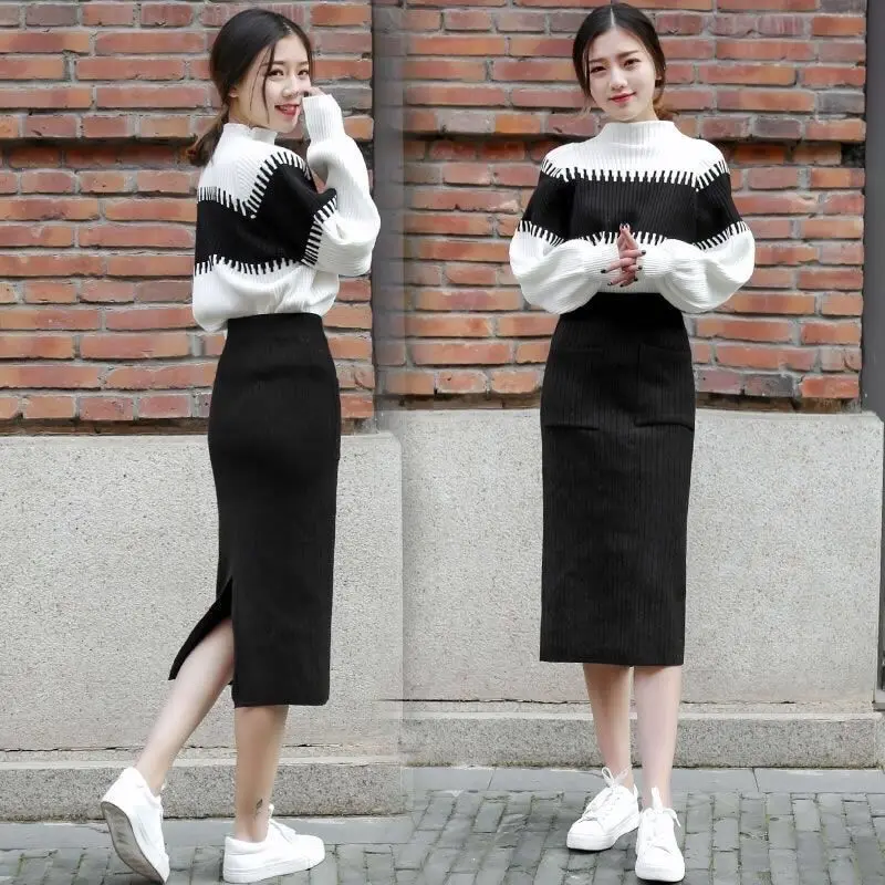 

Sweater Dress Outfit Women's Autumn And Winter 2019 New Style Online Celebrity Goddess Fashion Hong Kong Flavor Laziness-Style K