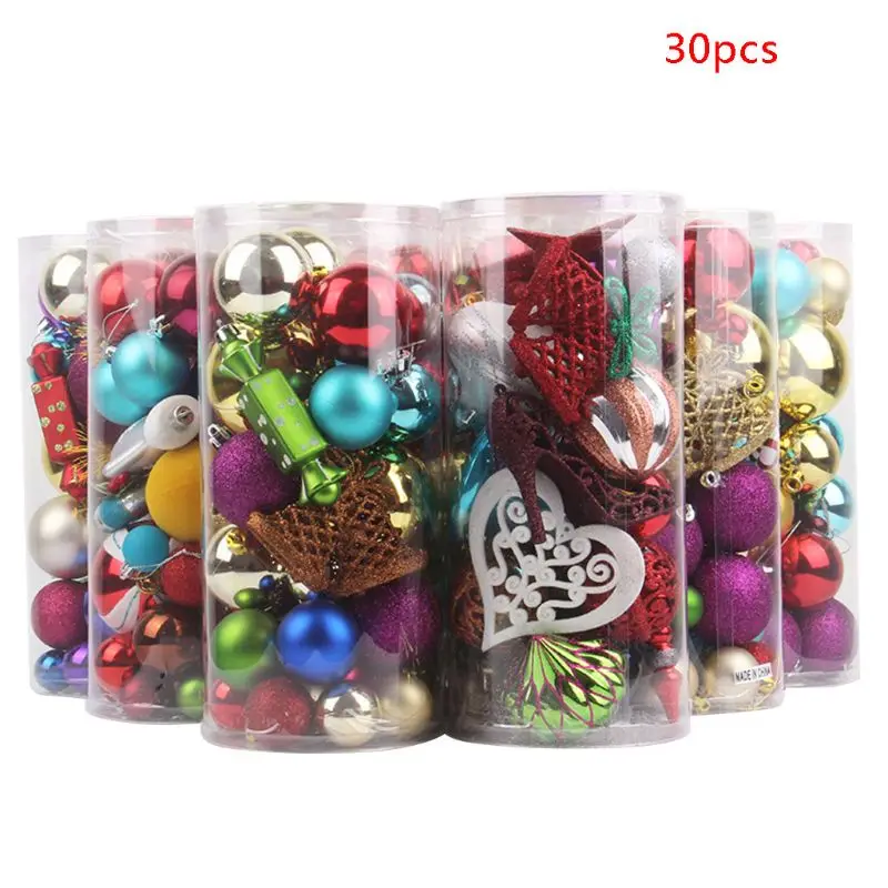 

30ct Assorted Christmas Balls Ornament for Xmas Trees Parties, Holiday Decor