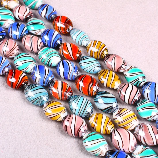 

TUMBEELLUWA Rainbow Liuliu Glass Loose Spacer Beads Egg Shaped Round Oval Charms For Jewelry Making DIY Necklace Accessories