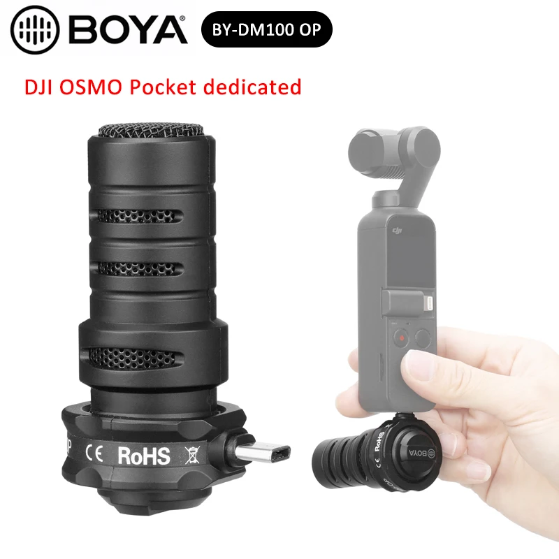 BOYA BY-DM100-OP Type-C Shotgun Microphone Omnidirectional Plug-in Digital Condenser Mic + Windshield + Bag for DJI OSMO™ Pocket 