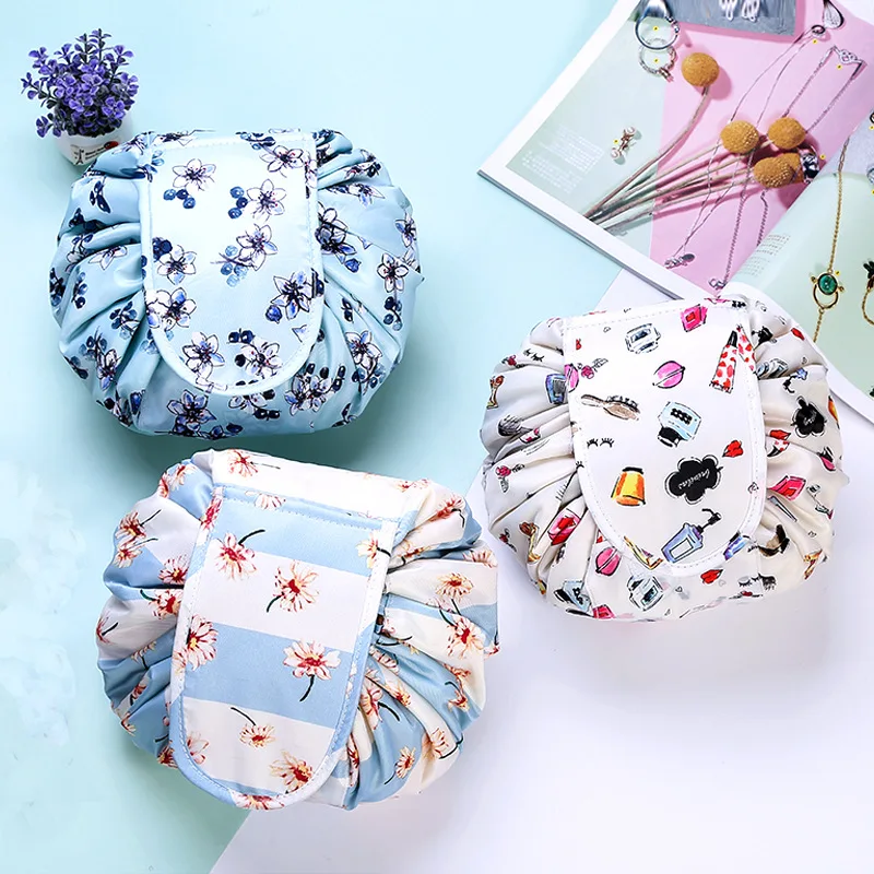 Women Drawstring Travel Cosmetic Bag Makeup Bag Organizer Make Cosmetic Bag Case Storage Pouch Toil