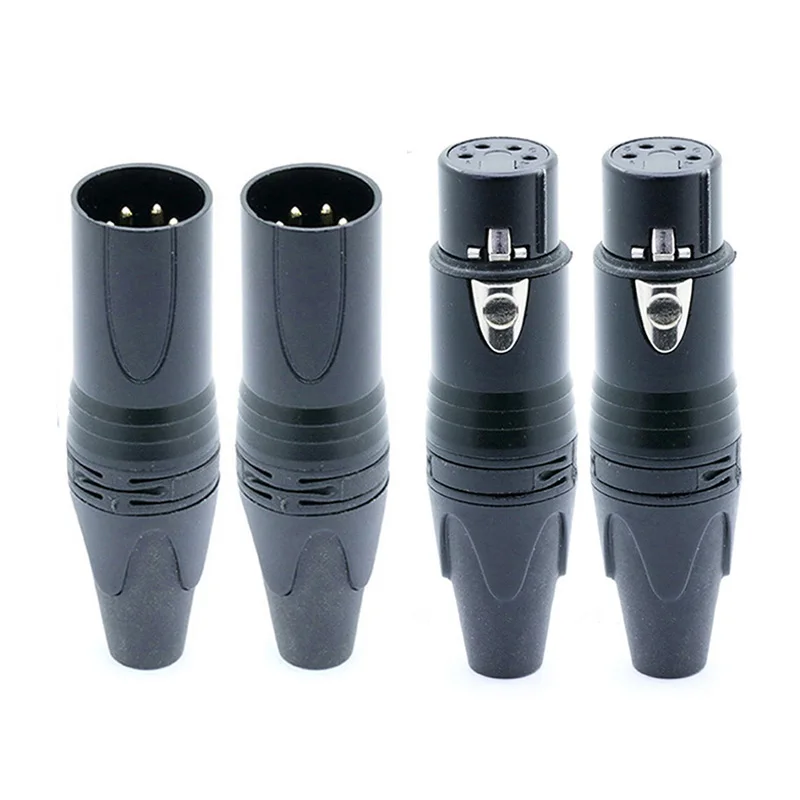 10 шт./лот 4 Pin XLR Сделано в Китае с разъемом «папа» микрофонный кабель провод разъема Никель покрытием 4-полюсный автоматический XLR разъем для микрофона разъем черного цвета; - Цвет: Mixed(5Male 5Female)