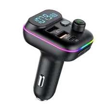 

Hot sale Car FM Transmitter PD20W 5V/3A USB QC3.0 Fast Charging MP3 Player U Disk Playback Voltage Display 7 Color Atmosphere