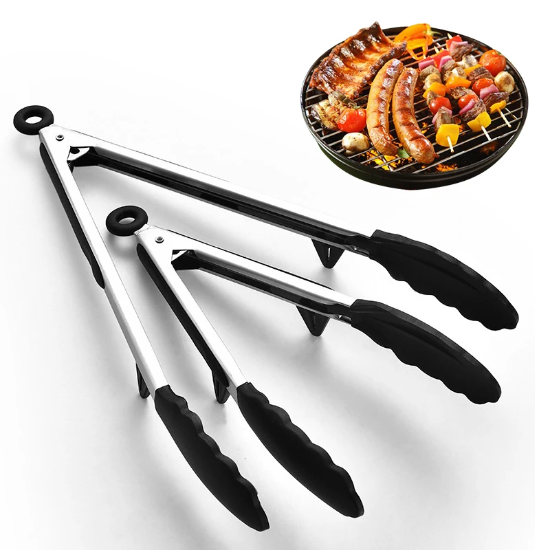 

Silicone Kitchen Tongs With Joint Lock Stainless Steel Fried Cut Utensili For Kitchen Dishware
