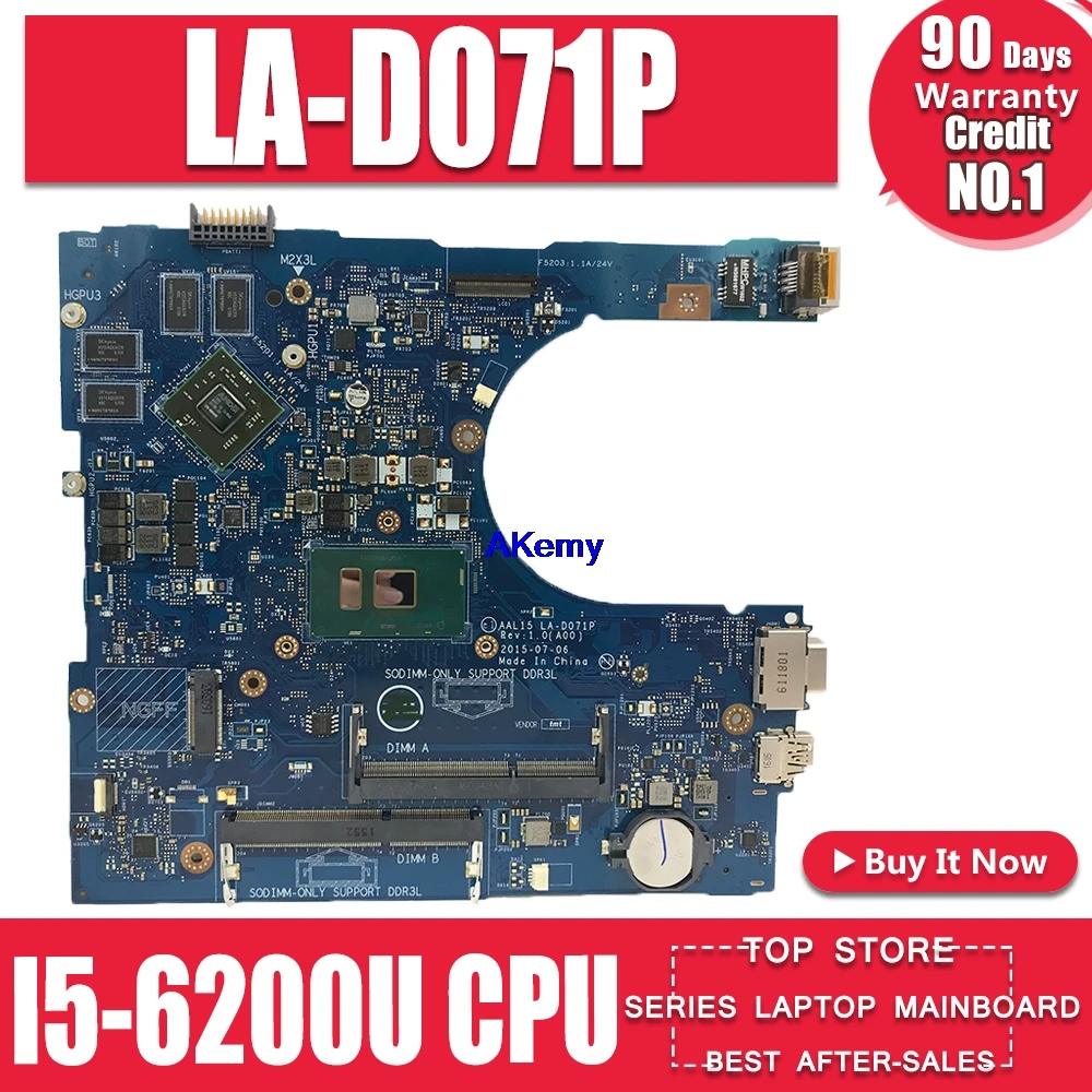 

for dell inspiron 5459 5559 5759 LA-D071P CN-0T66WJ 0T66WJ T66WJ laptop motherboard with I5-6200U AMD M335 4G 100% tested work
