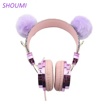 

Shoumi Kid Headphone with Mic 3.5mm Music Stereo Internet Lesson Earphone Tablet Mobile Phone Gaming Wired Headsets Girl Gift