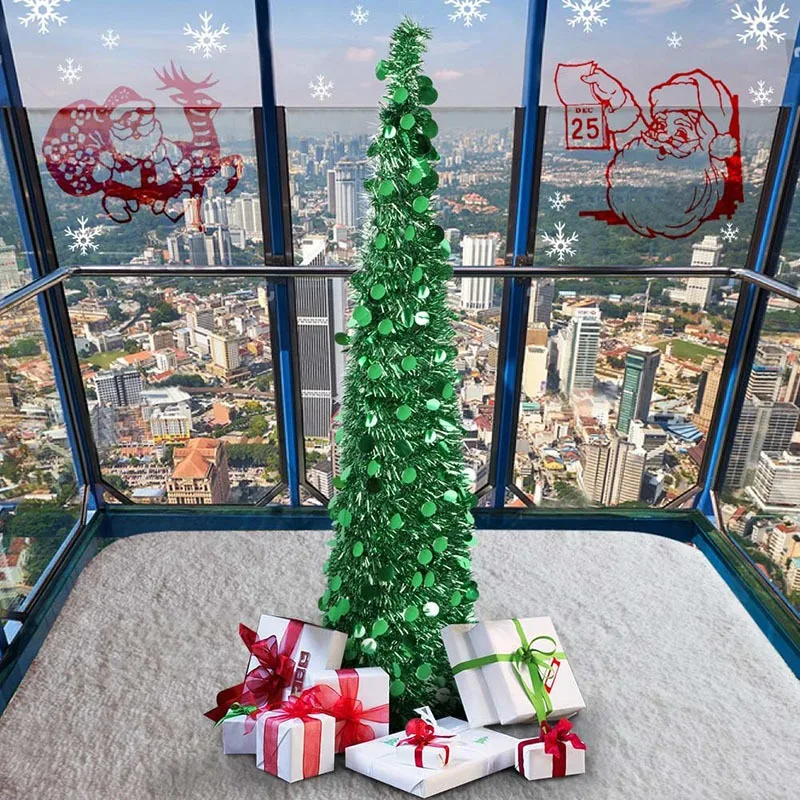

5Ft Christmas Tinsel Tree with Stand, Gorgeous Collapsible Artificial Christmas Tree for Christmas Decorations