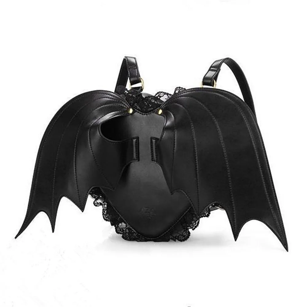 

2019 New Lovely Black Bat Wings Angel School Backpack For Women Teenage Girl Backpack Ladies Mochila Feminina Devil Punk Stylish