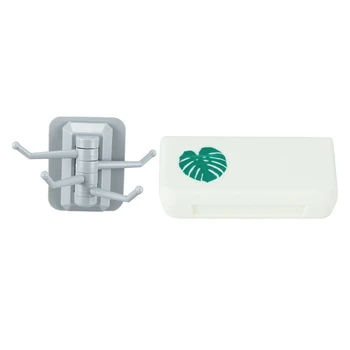 

Multi-Function Rotating Self-Adhesive Wall Hook Blue & Portable Pill Box Three Compartments Small Pill Bag Mini Pill Box