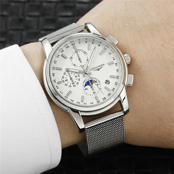 

longines- Luxury Brand Business Men's Delicate women Watch Waterproof Chronograph Quartz Stop Watch With Stainless steel 23