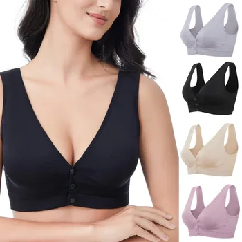 

Maternity Feeding Bras High-stretch Breastfeeding Vests Stretch Bra Front Button-down Vest Type Pregnant Comfortable Nursing Bra