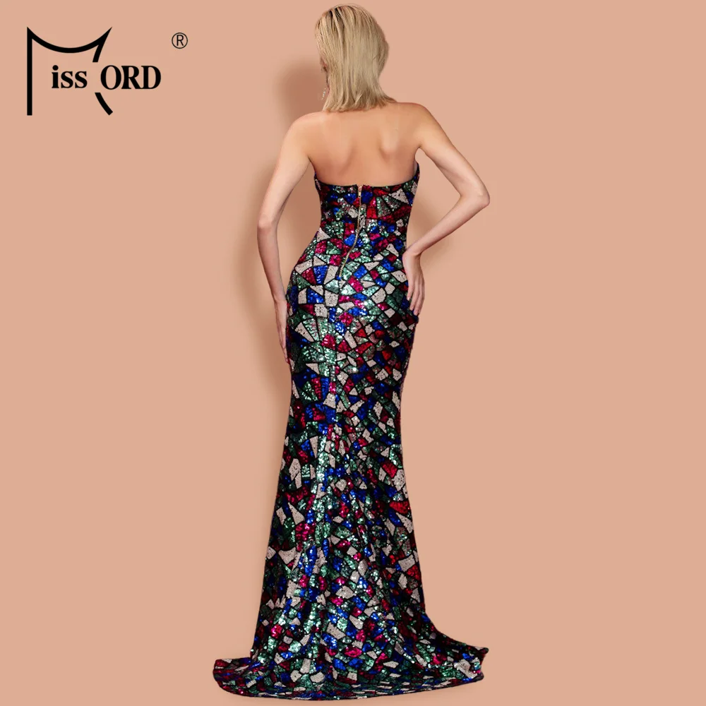 Missord, женское сексуальное платье с v-образным вырезом, открытыми плечами, с блестками, много платьев, с высоким разрезом, макси, элегантное платье FT20231