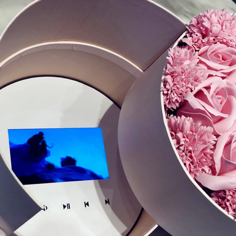 Круглый двойной Слои цветок Бумага Коробки 5 дюймов Экран с ЖК-экраном подарок на