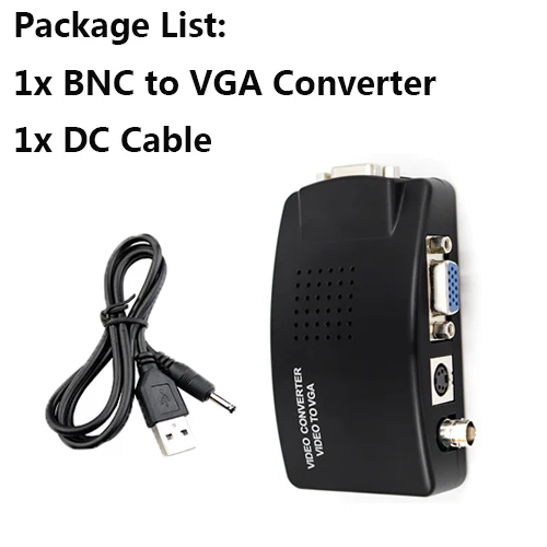 BNC to VGA Converter S-video Video Converter Adapter for PC/Projector/Monitor with dc cable add dc cable