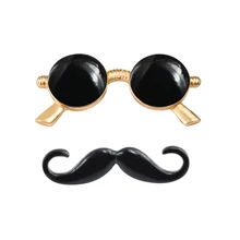 Moda bigote barba gafas de sol Metal broches pines para hombres mujeres camisa ropa Botón de broche para solapa insignia joyería regalos